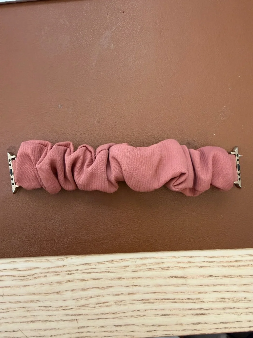 Dusty Rose Ribbed Scrunchie Apple Watch Band - Stretchy Elastic Strap